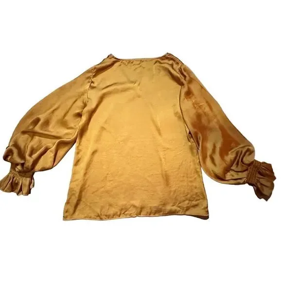 Vince Camuto Blouson-Sleeve Blouse burnt orange rust Sz S - Picture 4 of 10